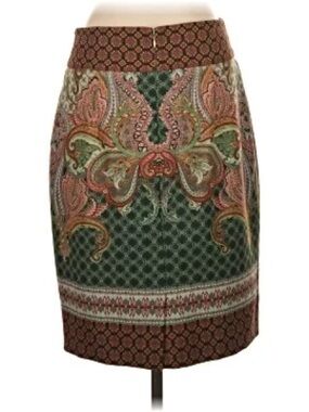 EUC Antonio Milani Sz 14 Green Paisley Print Women's Skirt